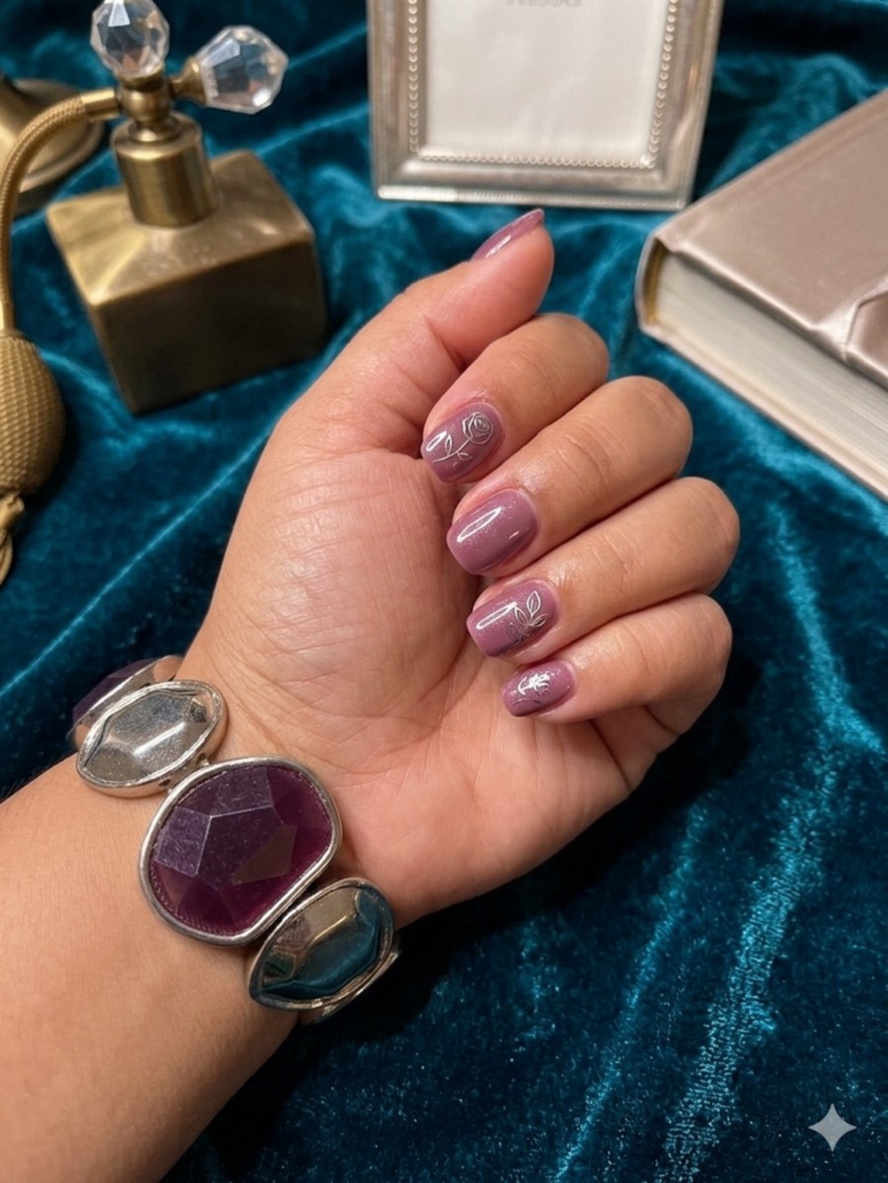 Elegant Silver and purple Bracelet